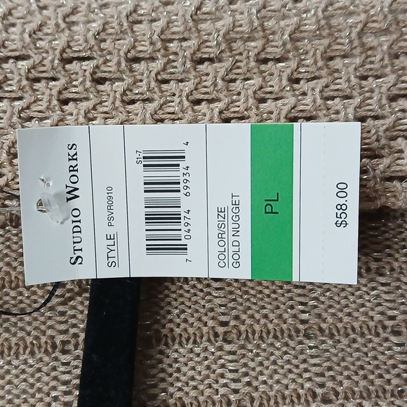 NWT Studio Works Tan And Gold Open-Front Cardigan Size Large Petite - Picture 5 of 7